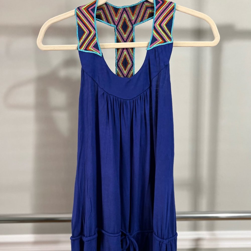 Just Ginger Blue Top with Embroidered Strap